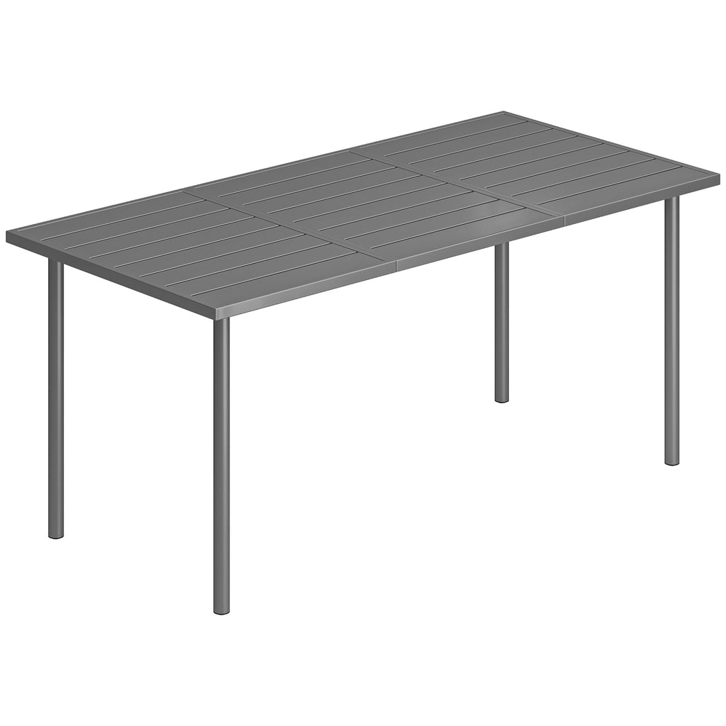 Table de jardin pour 6 personnes, 165 x 80 cm, table à manger extérieure rectangulaire avec plateau à lattes en métal-0