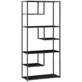 Bibliothèque étagère de rangement à 7 niveaux cadre en acier style industriel 83 x 34 x 180 cm noir-0