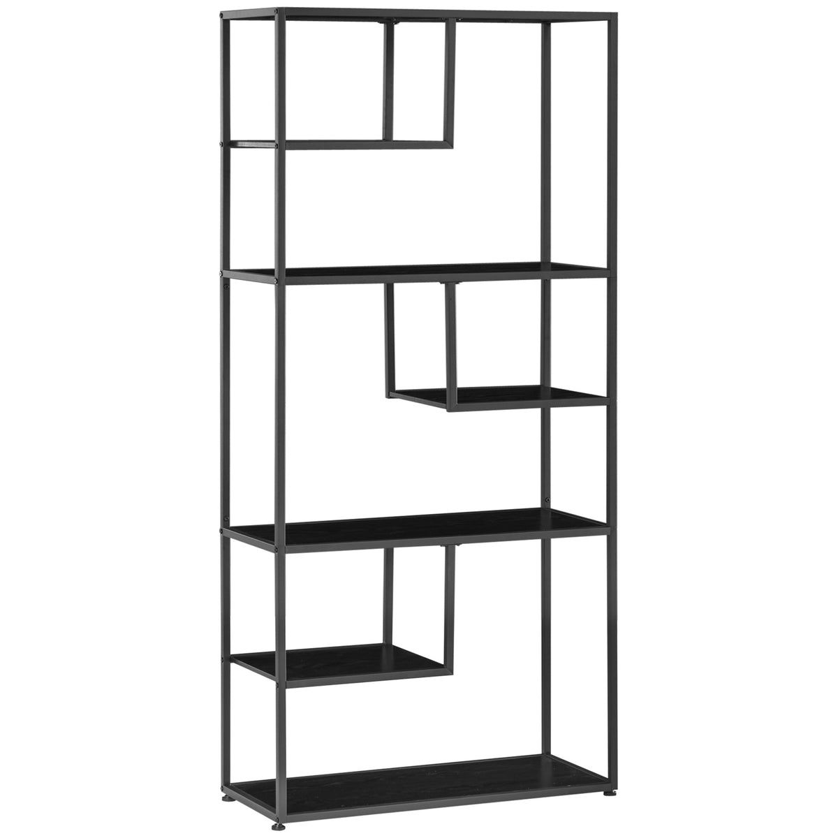 Bibliothèque étagère de rangement à 7 niveaux cadre en acier style industriel 83 x 34 x 180 cm noir-0
