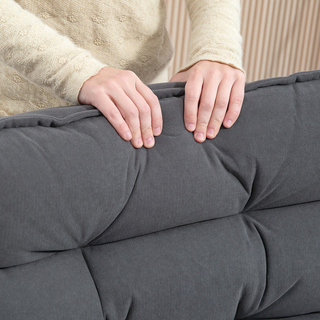 Fauteuil relax fauteuil salon design capitonné inclinaison dossier réglable pivotant 360° gris chiné-8