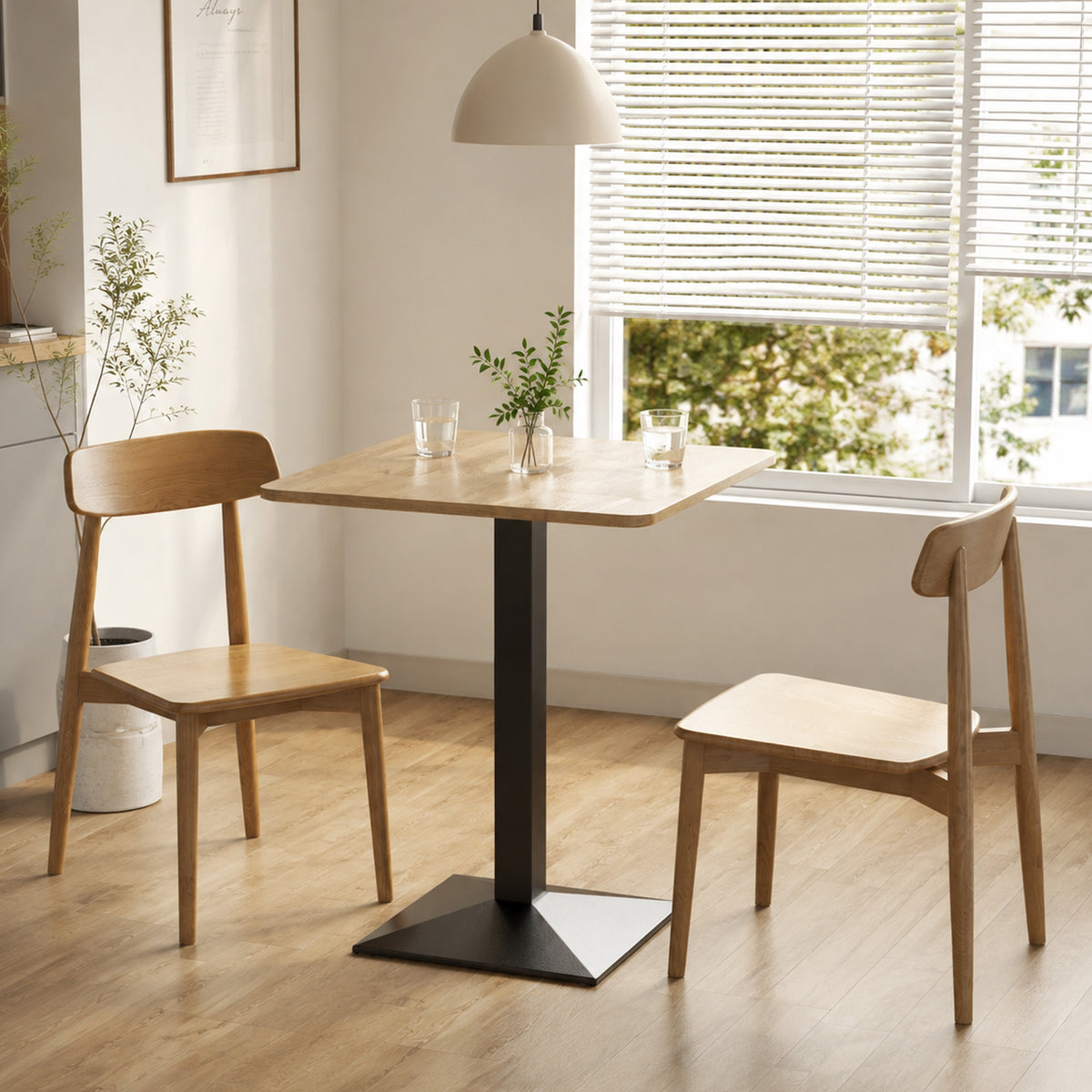 Table à Manger Carrée pour 2 Personnes 70x70x75cm Table de Cuisine Plateau Effet Bois Piétement en Acier Marron Foncé-6