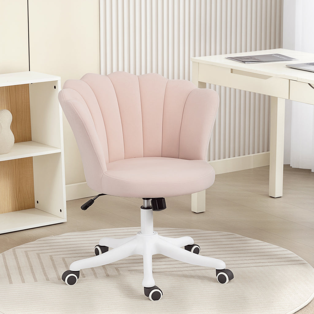 Chaise bureau en velours, chaise coiffeuse avec dossier en pétale, hauteur réglable, 69 x 64 x 80-90 cm, rose-9