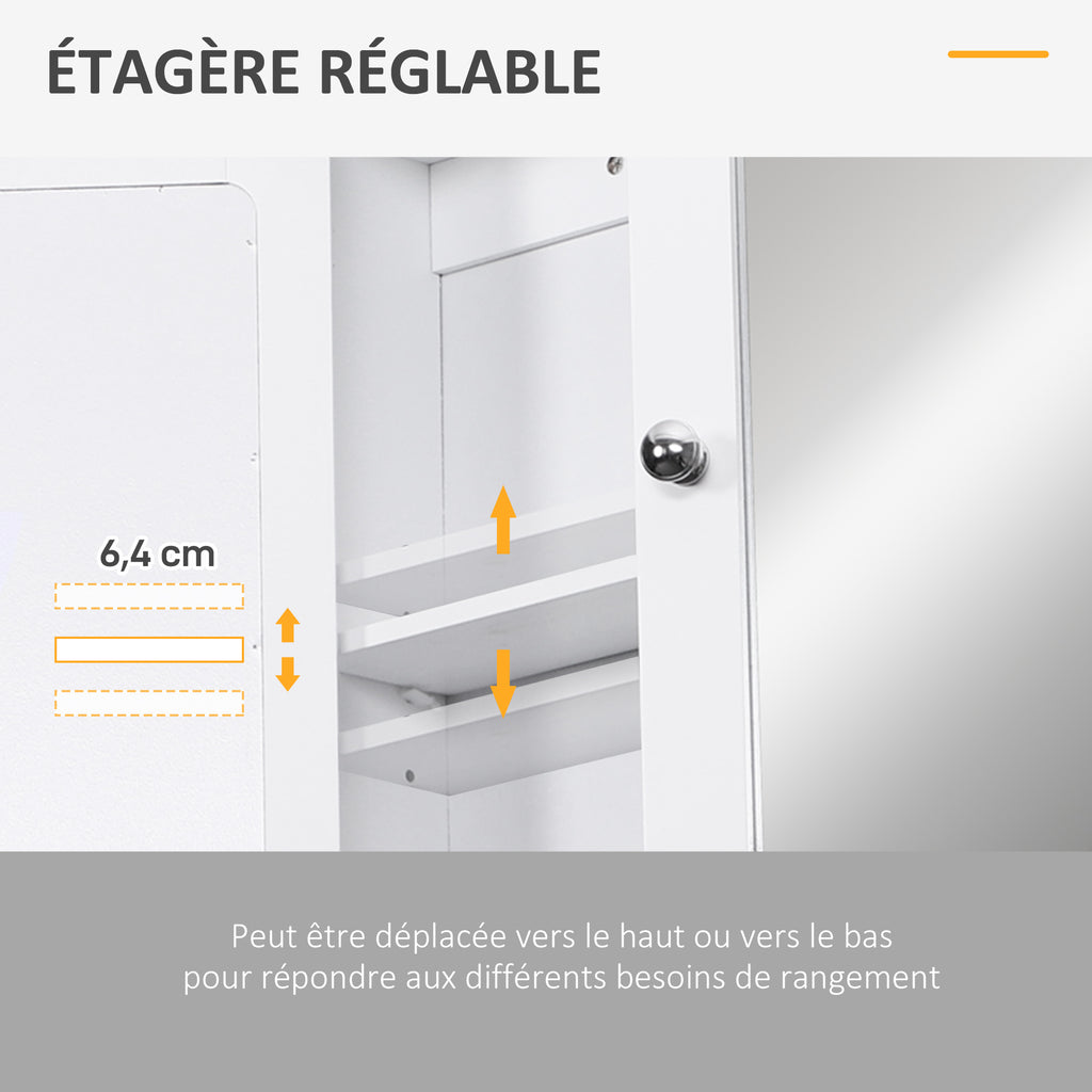 Armoire Murale étagère Salle de Bain 56L x 13l x 58H cm Double Porte Miroir étagère réglable MDF Gris-6