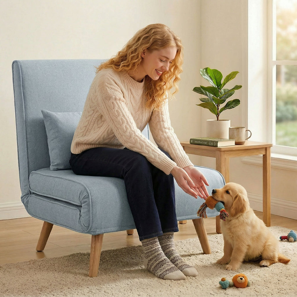Fauteuil chauffeuse convertible 3 en 1 lit fauteuil lit 1 place dossier 5 positions en tissu avec coussin, gris-6