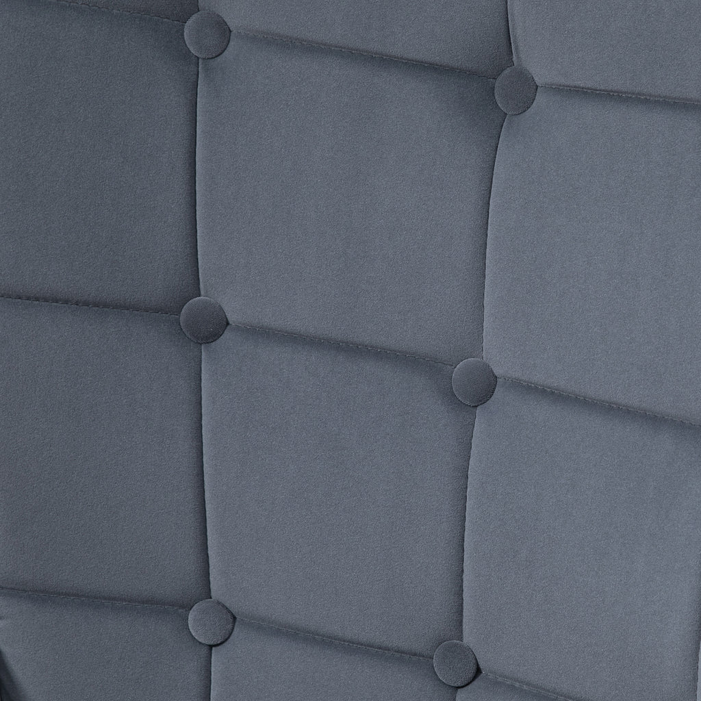 Fauteuil avec repose-pied, fauteuil salon capitonné avec dossier haut, pieds en acier doré et tissu velours, gris foncé-7