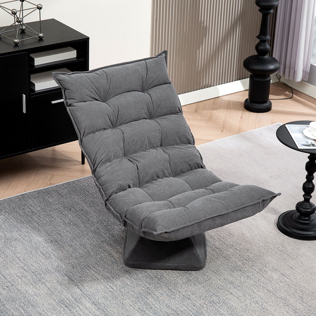 Fauteuil relax fauteuil salon design capitonné inclinaison dossier réglable pivotant 360° gris chiné-6