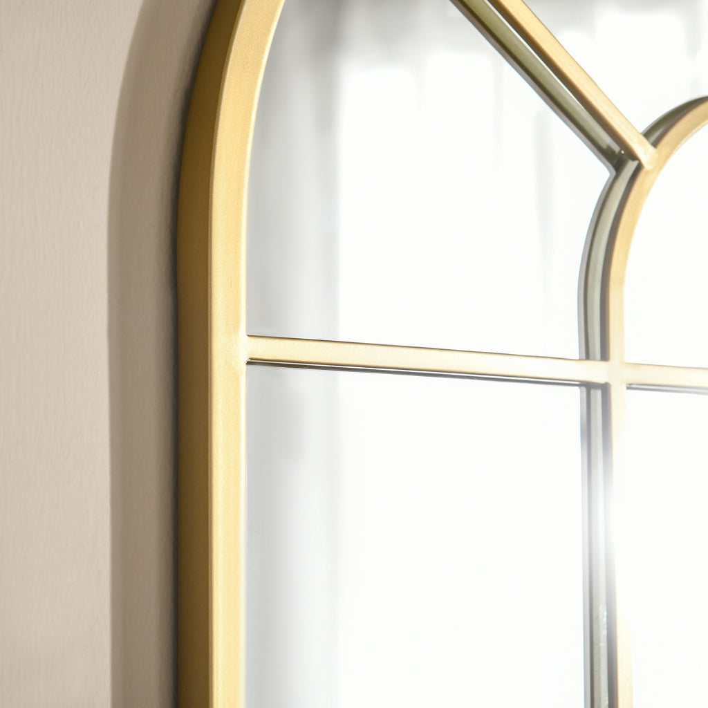 Miroir mural en métal cadre doré en forme de voûtée – 70 x 50 cm – décoration pour entrée ,chambre à coucher, salon-7