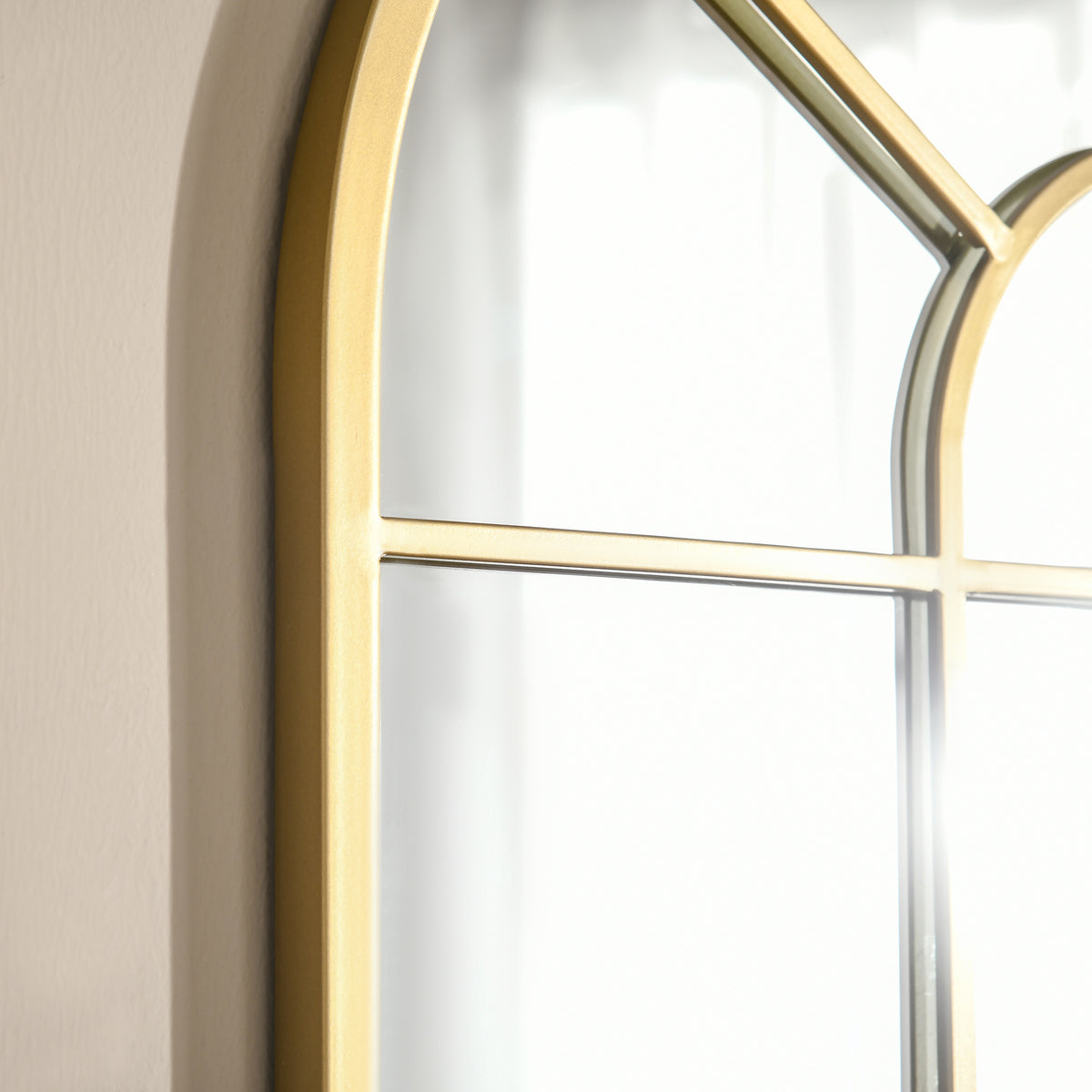 Miroir mural en métal cadre doré en forme de voûtée – 70 x 50 cm – décoration pour entrée ,chambre à coucher, salon-7