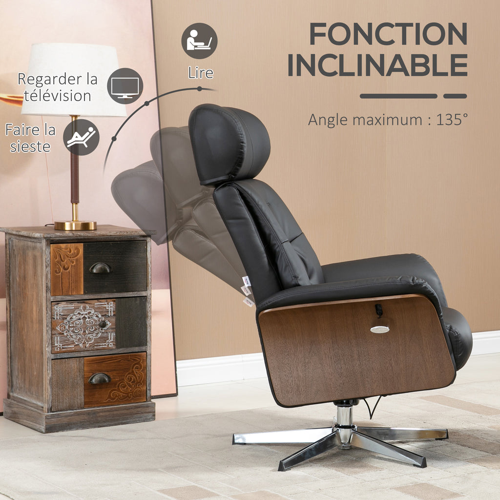 Fauteuil relax avec repose-pied, fauteuil de relaxation avec dossier inclinable, têtière réglable, 80x84x108cm, noir-3