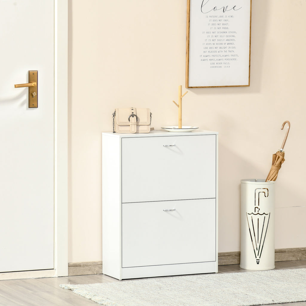 Armoire à Chaussures Meuble à Chaussures dim. 60L x 24l x 80H cm 2 Portes abattantes Blanc-1