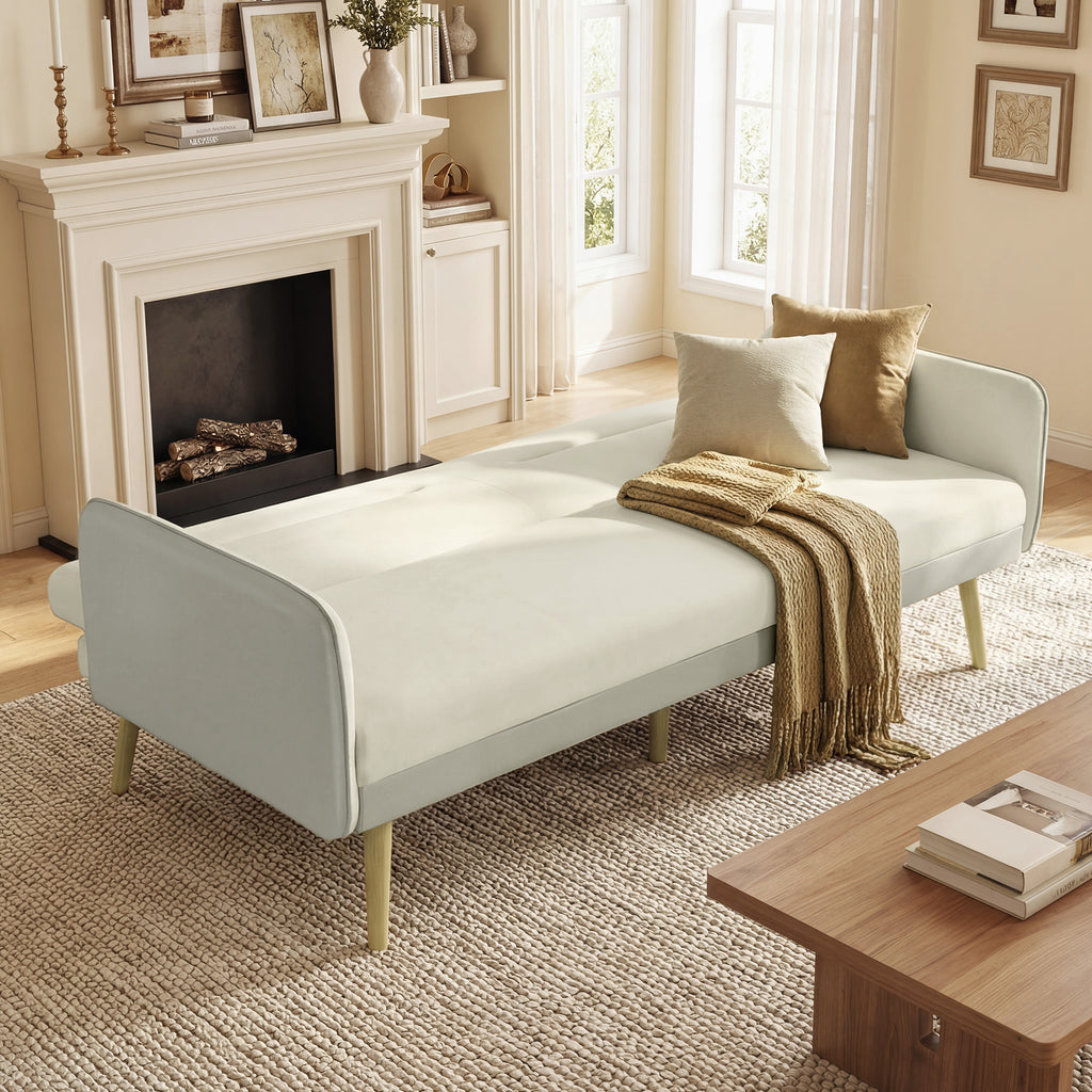 Canapé convertible 3 places 3 en 1, canapé-lit clic-clac, dossier réglable, assise rembourrée, 185 x 84 x 83 cm, beige-9