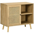 Meuble de rangement buffet 1 porte cannage effet bois - dim. 80L x 39l x 70H cm-0