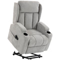 Fauteuil Releveur Électrique Massage et Chauffage, Fauteuil Relax Électrique en Chenille, Appui-tête Pliable, Gris Clair-0