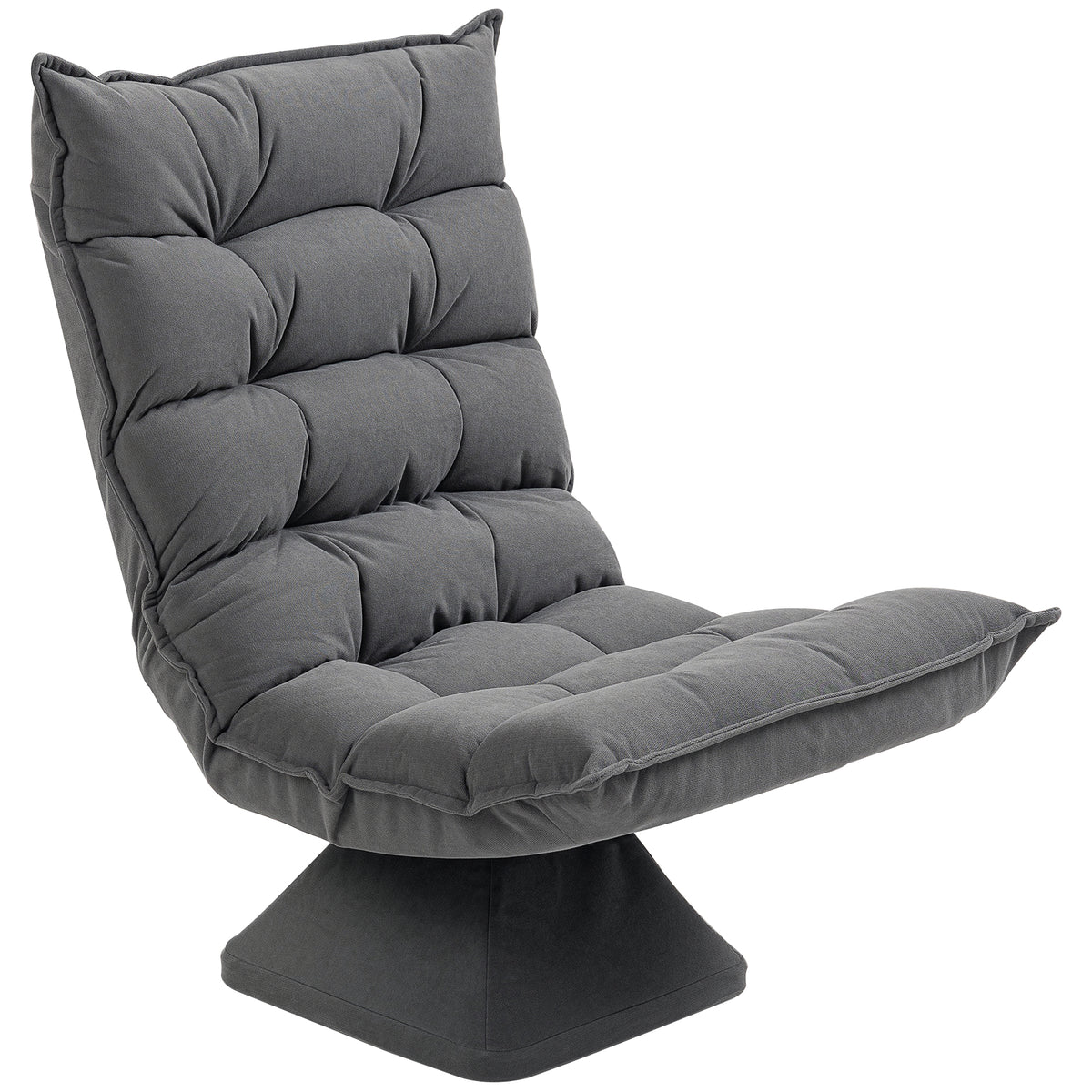 Fauteuil relax fauteuil salon design capitonné inclinaison dossier réglable pivotant 360° gris chiné-0