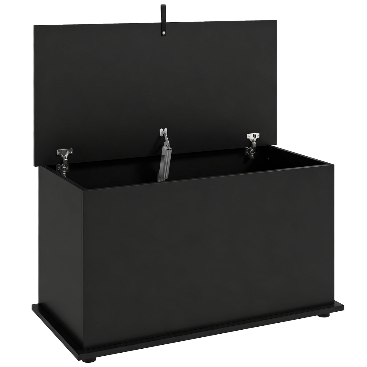 Coffre de Rangement, Banc de Rangement avec Couvercle Rabattable et Charnières de Sécurité, 80 x 40 x 45 cm, Noir-0
