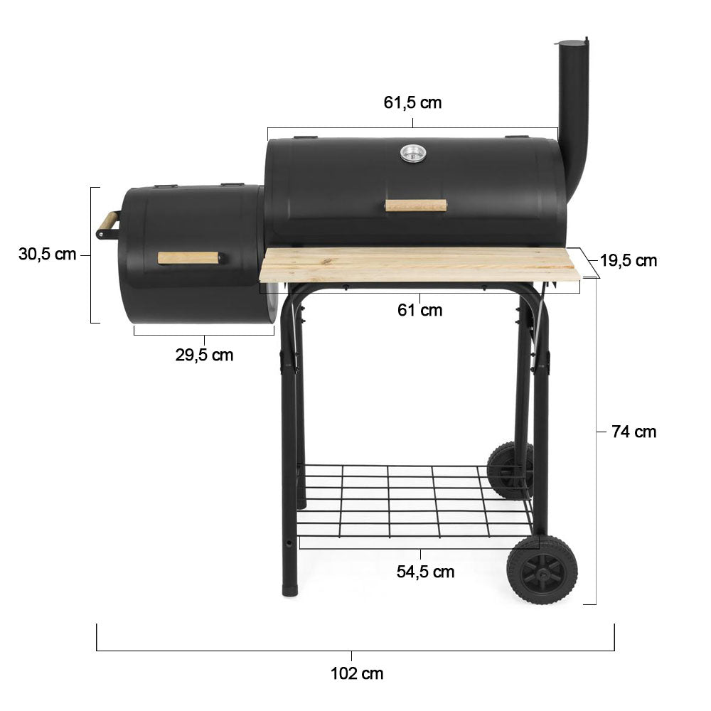 Barbecue a carbone e affumicatore 2 in 1