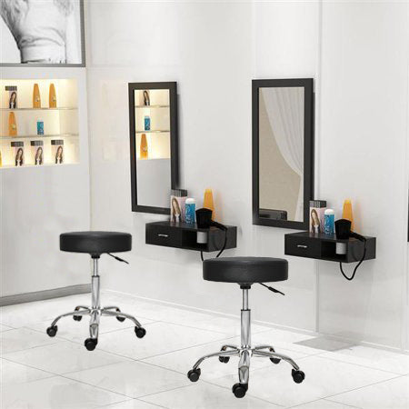 Sgabello per estetica nero con ruote e altezza regolabile