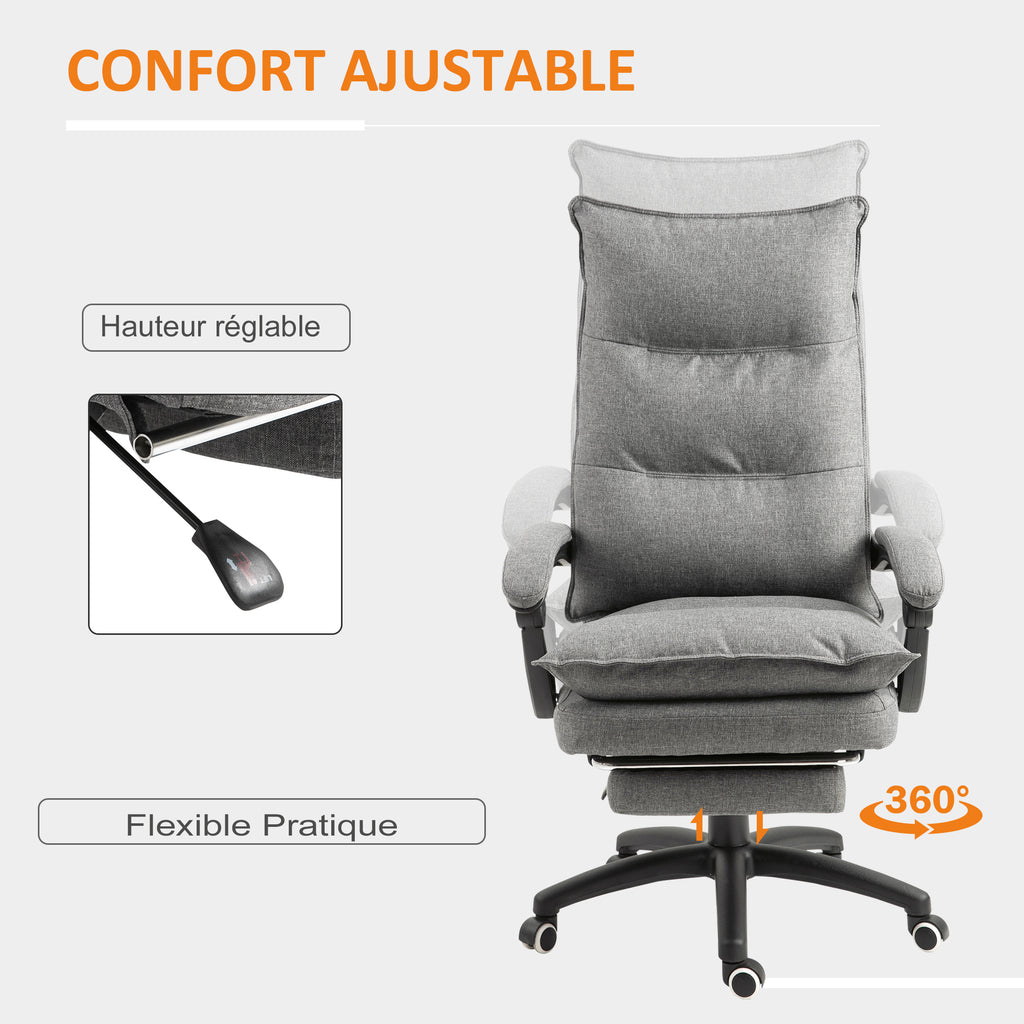 Fauteuil de bureau massant ergonomique, chaise de bureau avec dossier inclinable, hauteur réglable-5