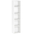 Bibliothèque étagère de rangement 5 niveaux avec étagères réglables pour salon, chambre, bureau, 30x24x133,5cm, blanc-0