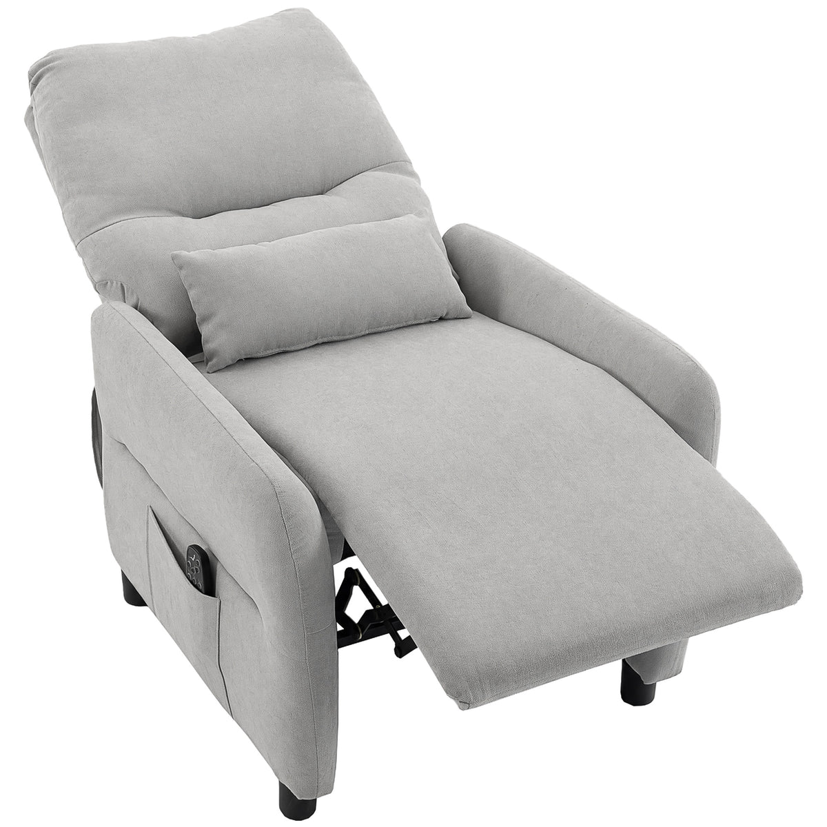 Fauteuil Inclinable de Massage par Vibration et Chauffage, Fauteuil de Relaxation en Tissu Éponge Bouclé, Gris-0