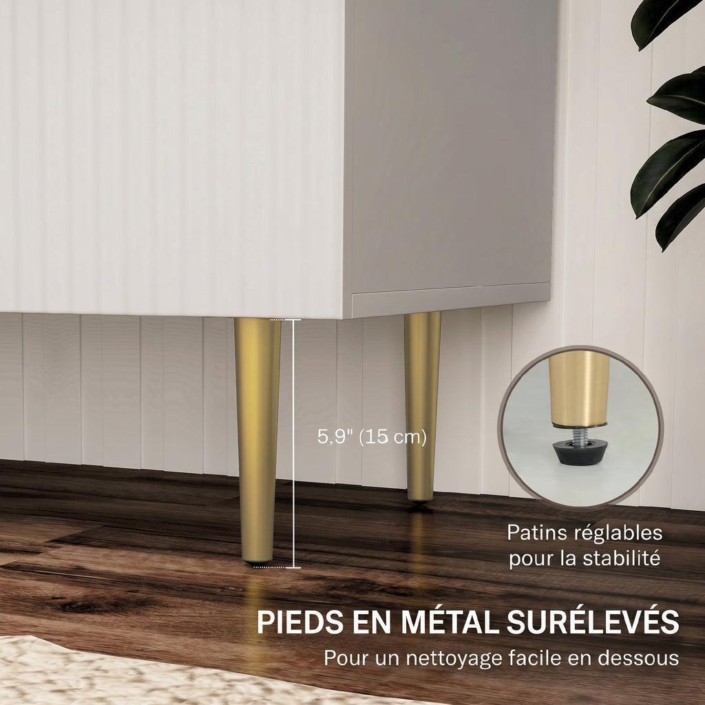 Buffet Cuisine, Meuble de Rangement avec 2 Portes, Étagère Réglable, Pieds Métalliques Surélevés, 80 x 40 x 80 cm, Blanc-5