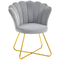 Fauteuil coquillage chaise coiffeuse fauteuil en velours fauteuil de salon avec pieds en acier 69 x 64 x 80 cm gris-0