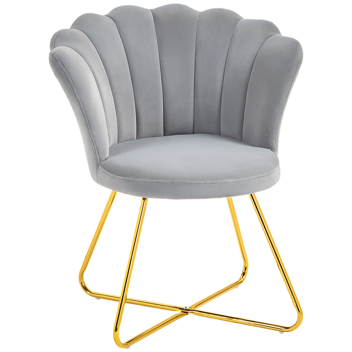 Fauteuil coquillage chaise coiffeuse fauteuil en velours fauteuil de salon avec pieds en acier 69 x 64 x 80 cm gris-0