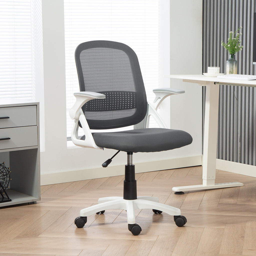 Chaise bureau ergonomique, fauteuil de bureau en maille avec accoudoirs relevables, hauteur réglable, gris-9