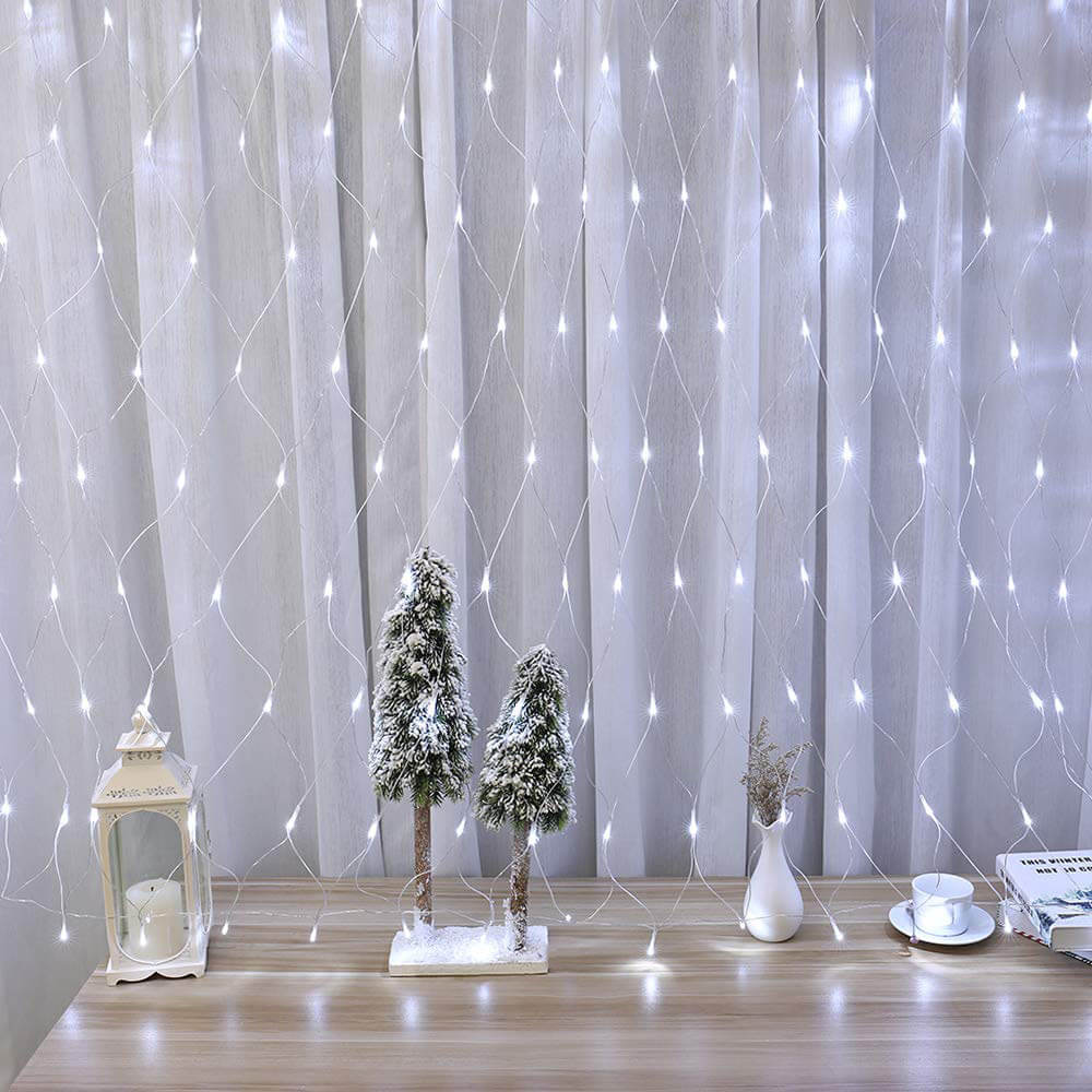 128 LED-es hálós fényfüzér, 2 színben-hidegfehér