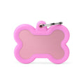 Medaglietta Hushtag Osso Grande Rosa in Alluminio con Gomma