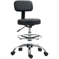 Chaise de bureau, chaise de dessin, repose-pieds réglable, hauteur réglable, pivotante 360°, 52x52x92cm, noir-0