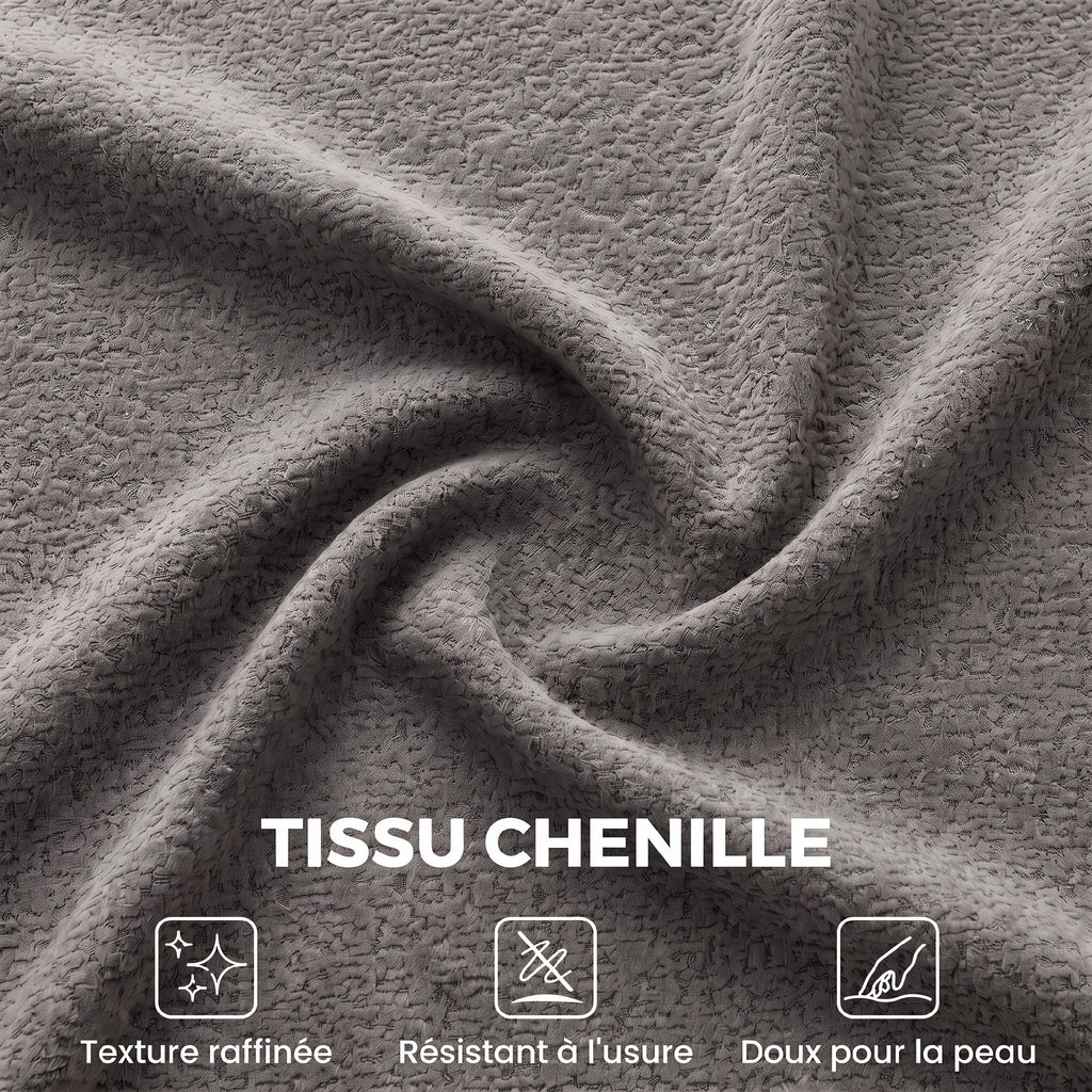 Canapé 3 Places en Chenille 220 cm, Canapé Salon Moderne avec Assise et Accoudoirs Larges, 3 Coussins, Gris-6