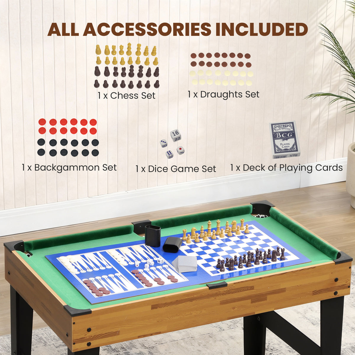 Table multijeux 13 en 1, table de jeu baby-foot, billard, ping-pong, 121x109x80cm, pour enfants et adultes, noyer clair-7