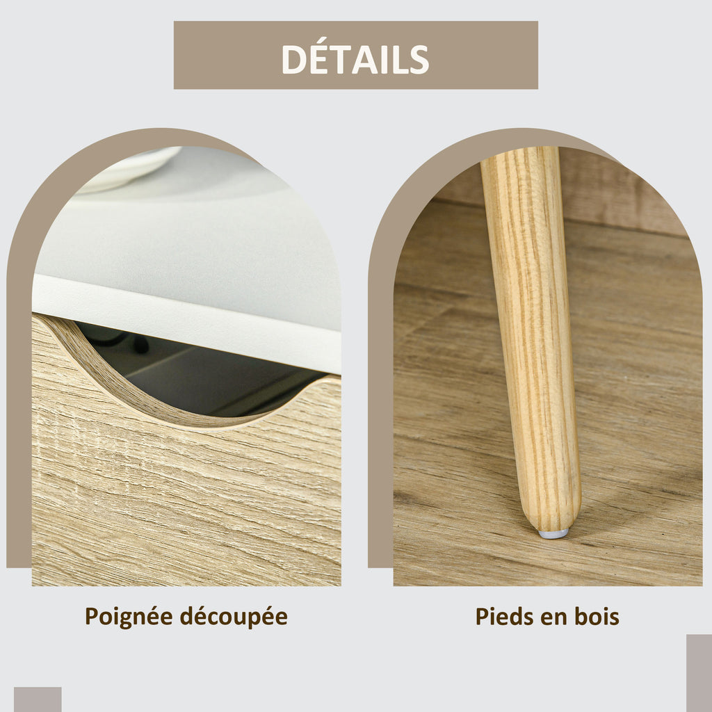 Lot de 2 Tables de Nuit tiroir Niche Design Moderne Panneau de Particules Classe E1 Pieds en Bois Massif 50 x 39 x 51 cm-4