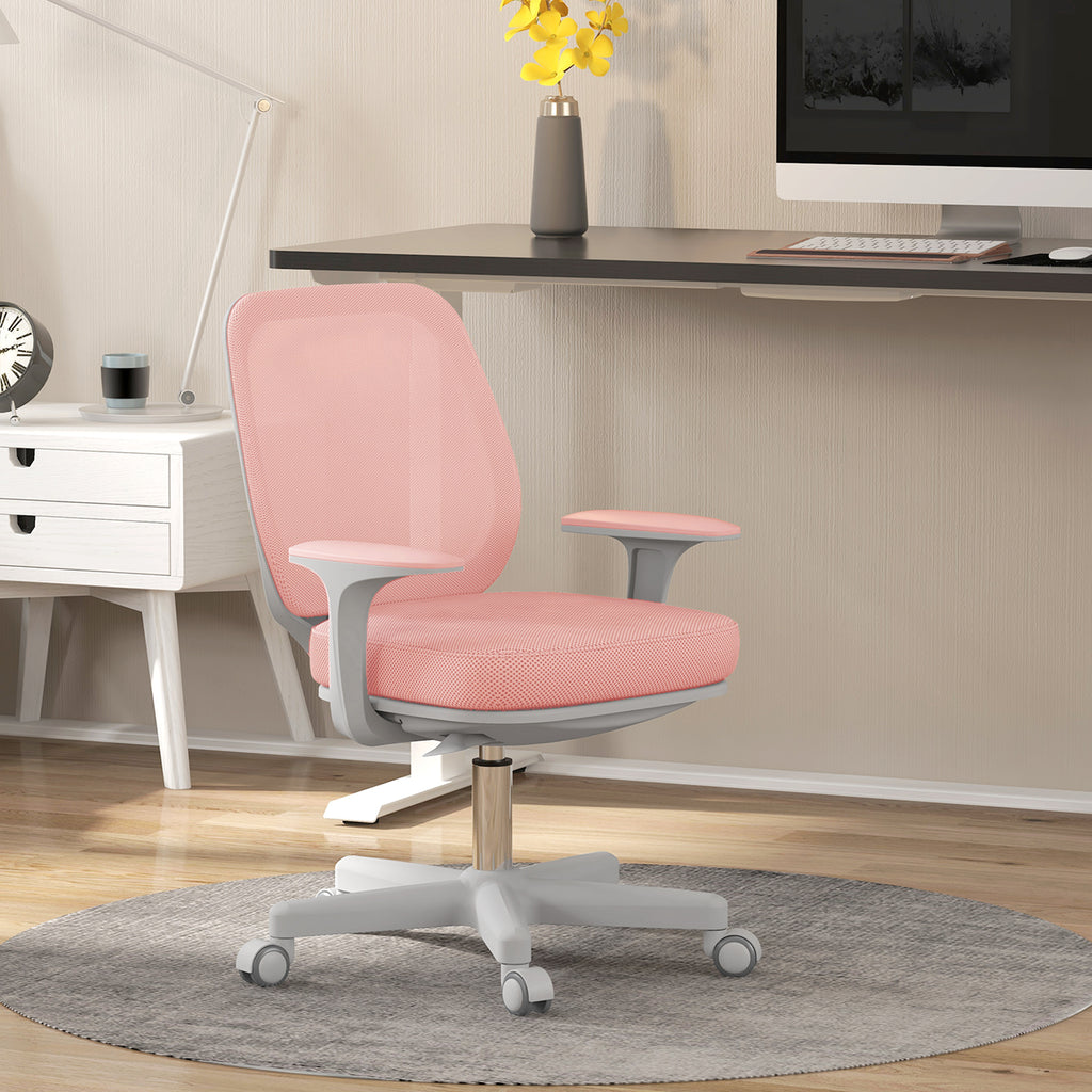 Fauteuil de bureau, chaise de bureau ergonomique en maille, hauteur réglable, 55x48x82,5-94,5cm, rose-9
