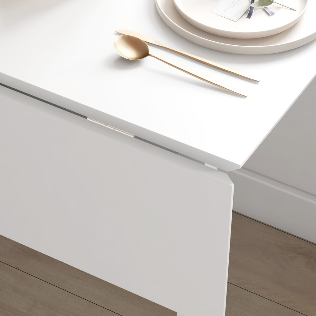 Table de cuisine pliable table à manger pliante avec plateau rabattable en bois pour 2 à 4 personnes blanc-8