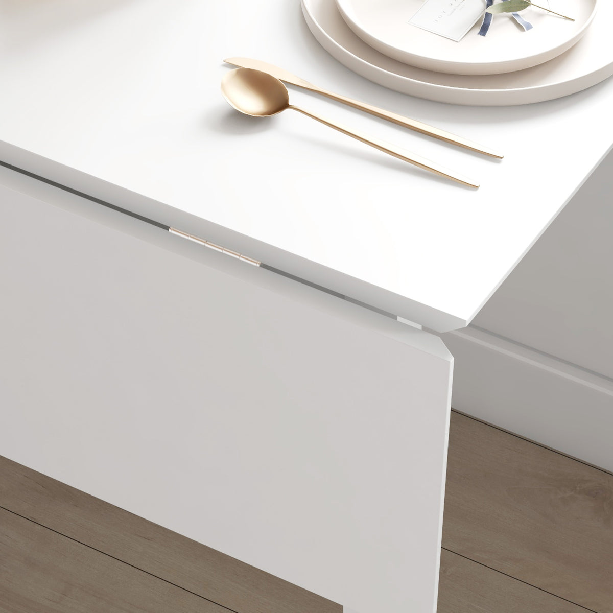 Table de cuisine pliable table à manger pliante avec plateau rabattable en bois pour 2 à 4 personnes blanc-8