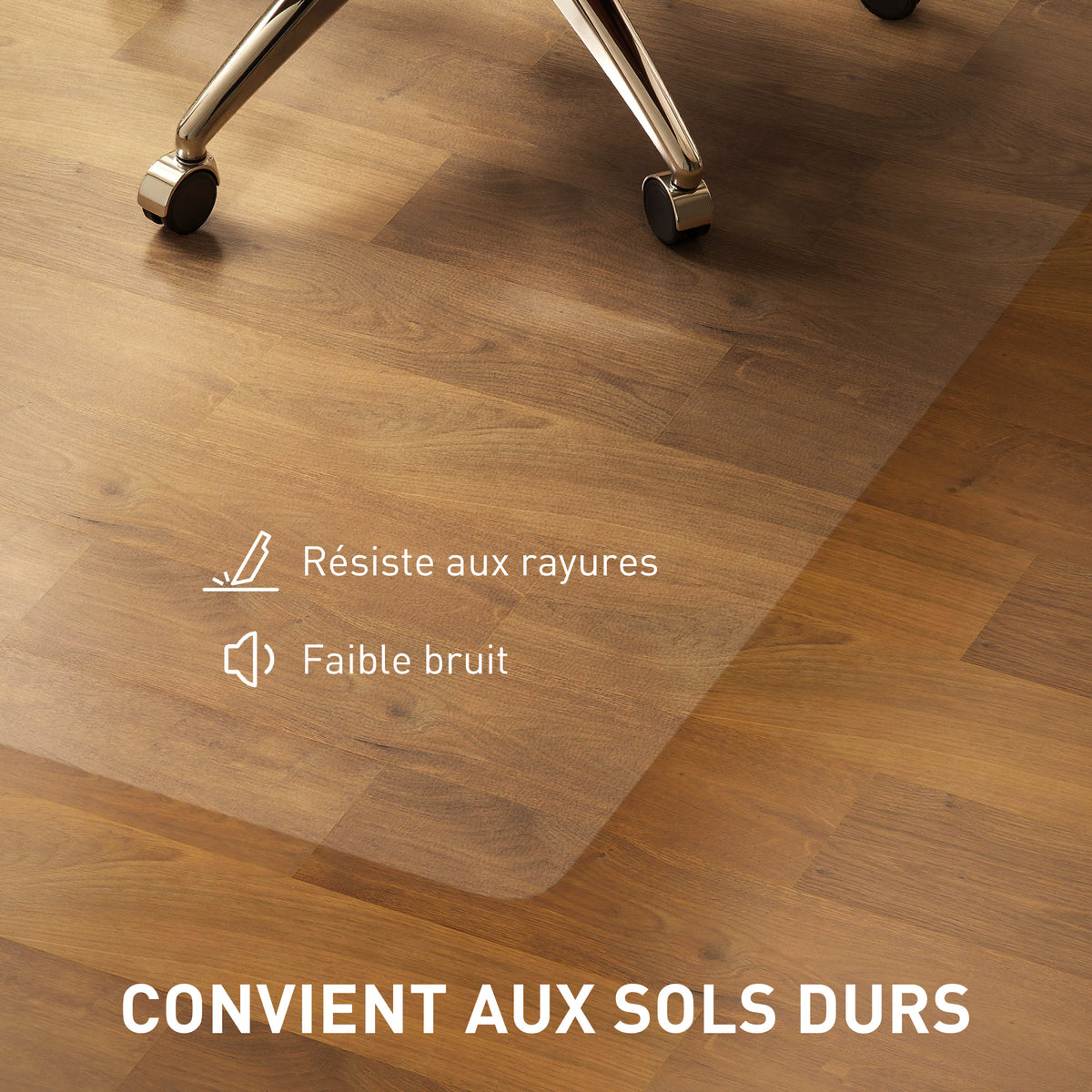 Tapis de chaise de bureau rectangulaire, antidérapants en plastique transparent 100x150cm-4