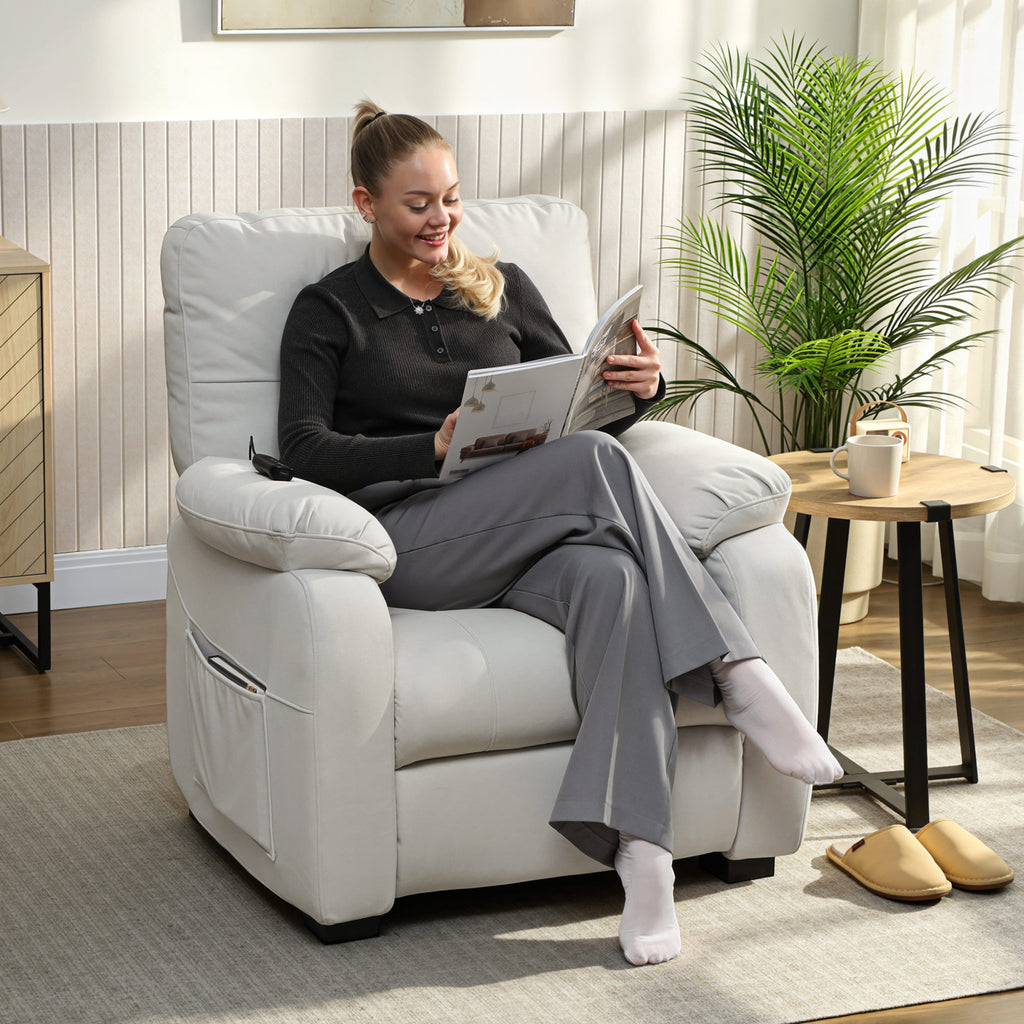 Fauteuil relax électrique fauteuil inclinable port USB repose-pieds poches latérales télécommande 96x90x103cm crème-8