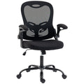 Chaise Bureau Ergonomique, Fauteuil de Bureau Maille, Accoudoirs Relevables, Hauteur Réglable, Fonction Bascule, Noir-0