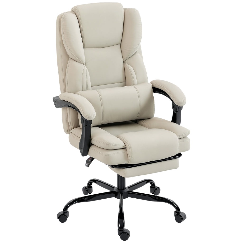 Chaise Bureau Ergonomique, Fauteuil de Bureau avec Dossier Inclinable, Hauteur Réglable, 65x67x111-119cm, Beige-0