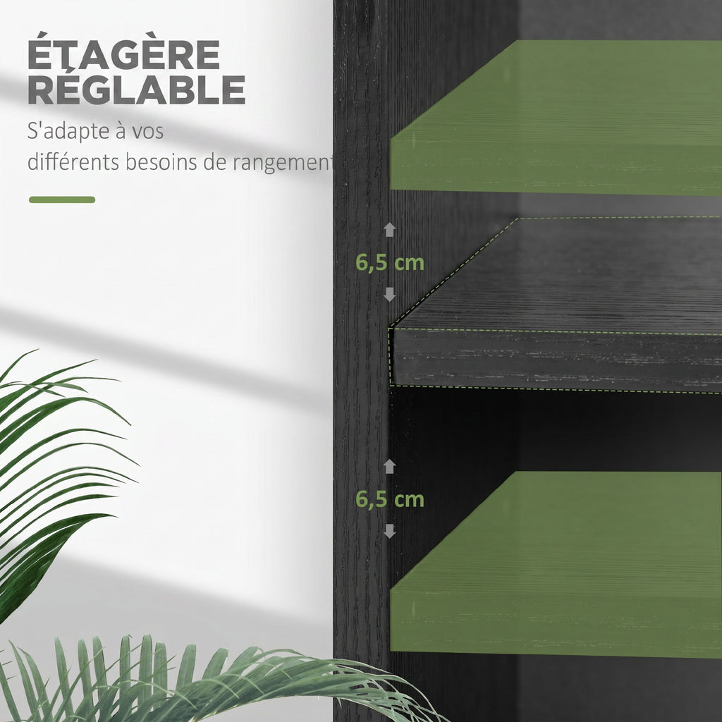 Bibliothèque étagère de rangement avec 2 compartiments et étagère réglable, 60 x 24 x 63 cm, noir-3