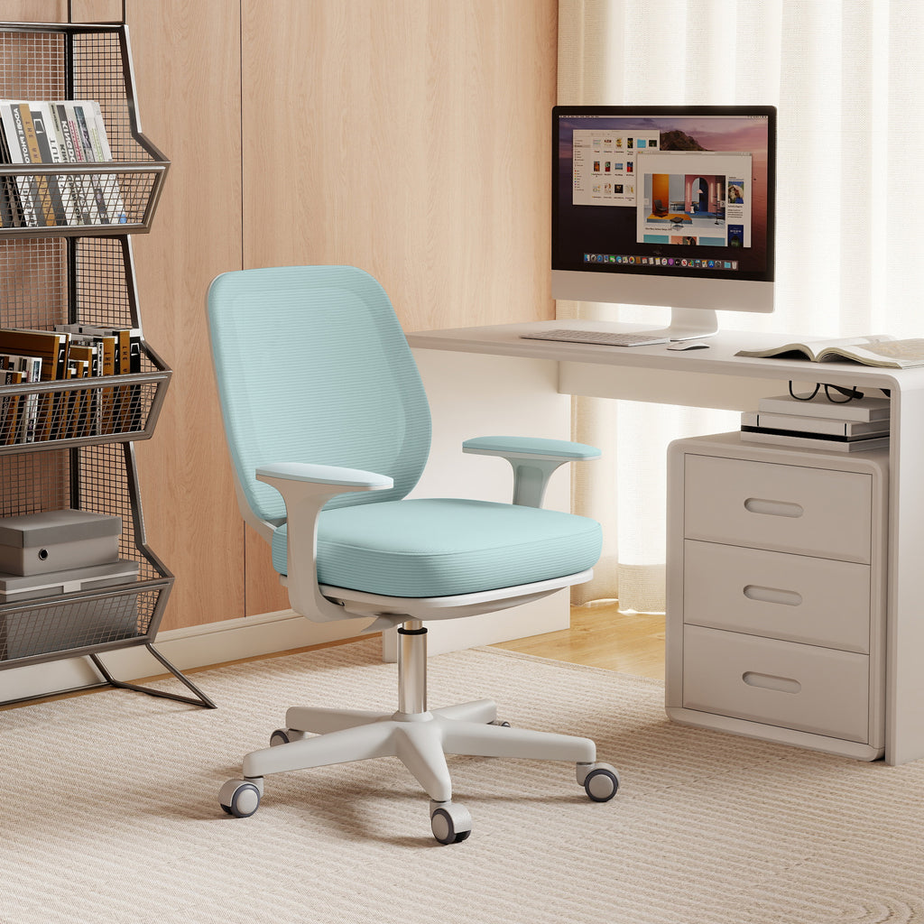 Fauteuil de bureau, chaise de bureau ergonomique en maille, hauteur réglable, 55x48x82,5-94,5cm, vert-9