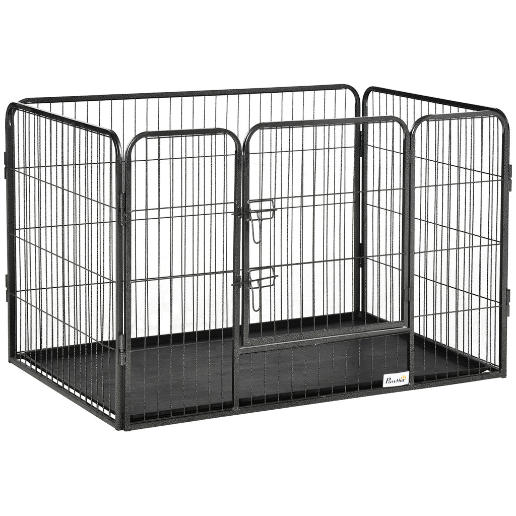 Enclos parc pour chien 4 panneaux en métal grillagé avec Porte Verrouillable, dim. 109L x 74l x 71H cm-0