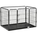 Enclos parc pour chien 4 panneaux en métal grillagé avec Porte Verrouillable, dim. 109L x 74l x 71H cm-0