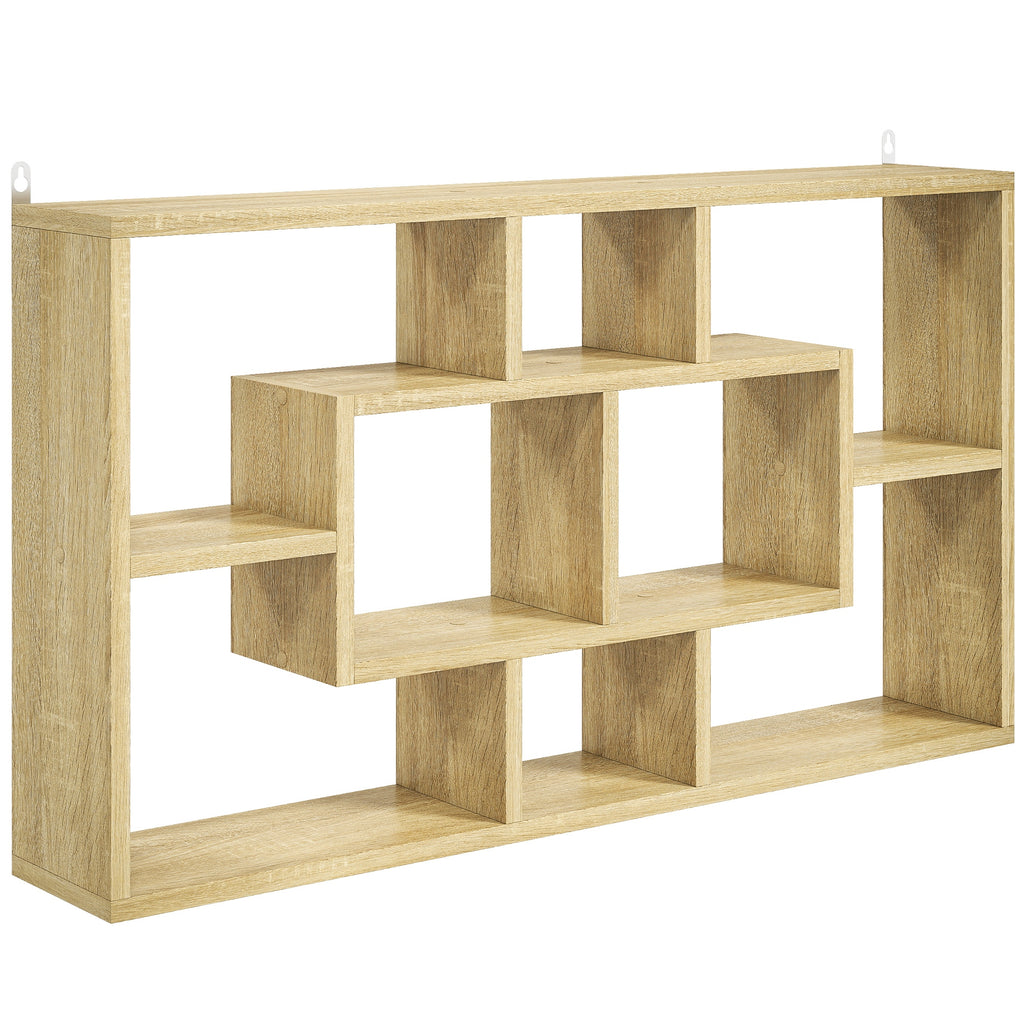 Étagère murale bibliothèque 8 cubes, meuble de rangement, design moderne, 85 x 14,5 x 47,5 cm, chêne-0