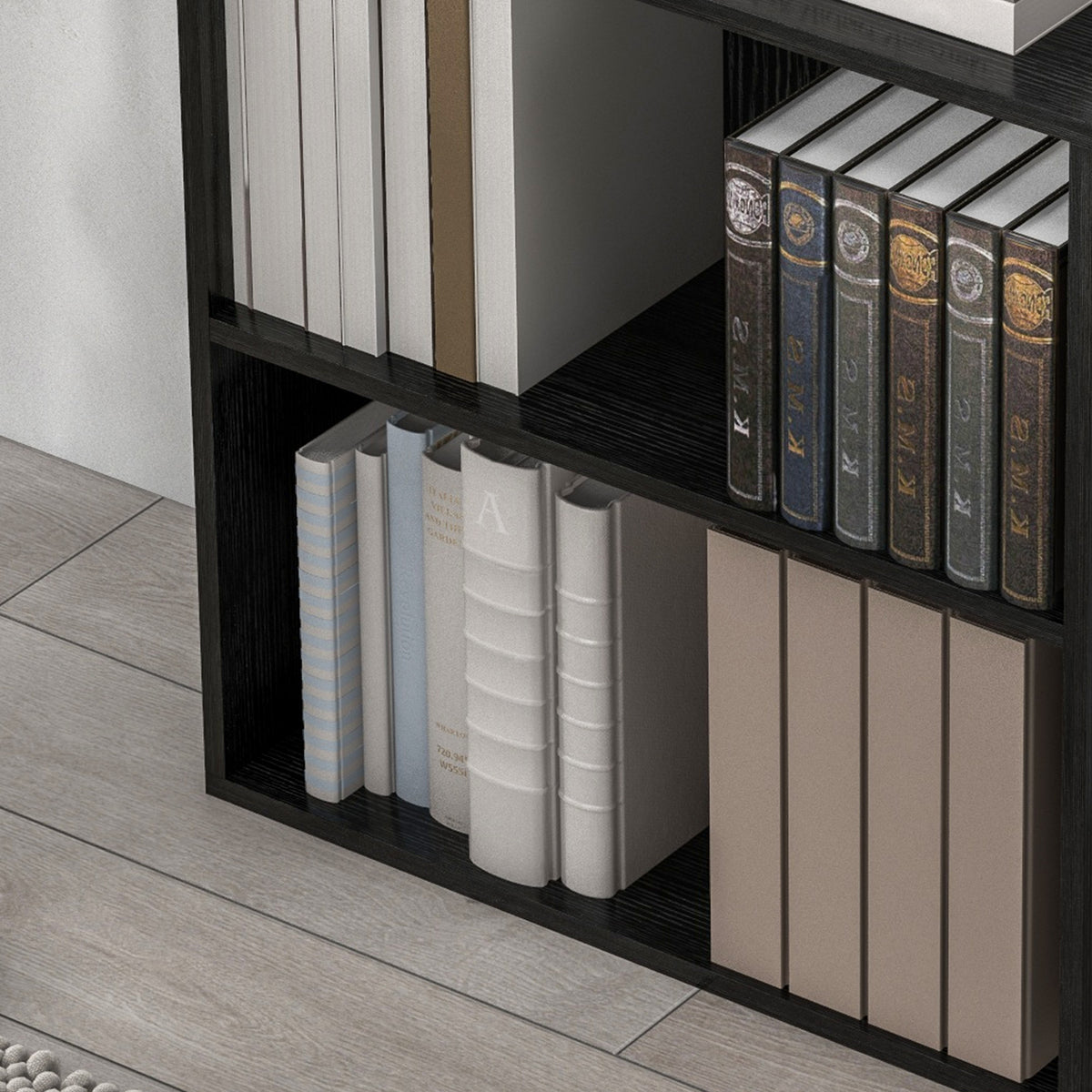 Bibliothèque étagère de rangement avec 2 compartiments et étagère réglable, 60 x 24 x 63 cm, noir-8