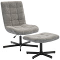 Fauteuil salon avec repose-pieds, chaise pivotante, hauteur réglable, dossier inclinable, 66 x 80 x 93-104 cm, gris-0