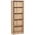 Bibliothèque, étagère de rangement à 5 niveaux avec étagères réglables, 63 x 29,2 x 176 cm, bois naturel-0