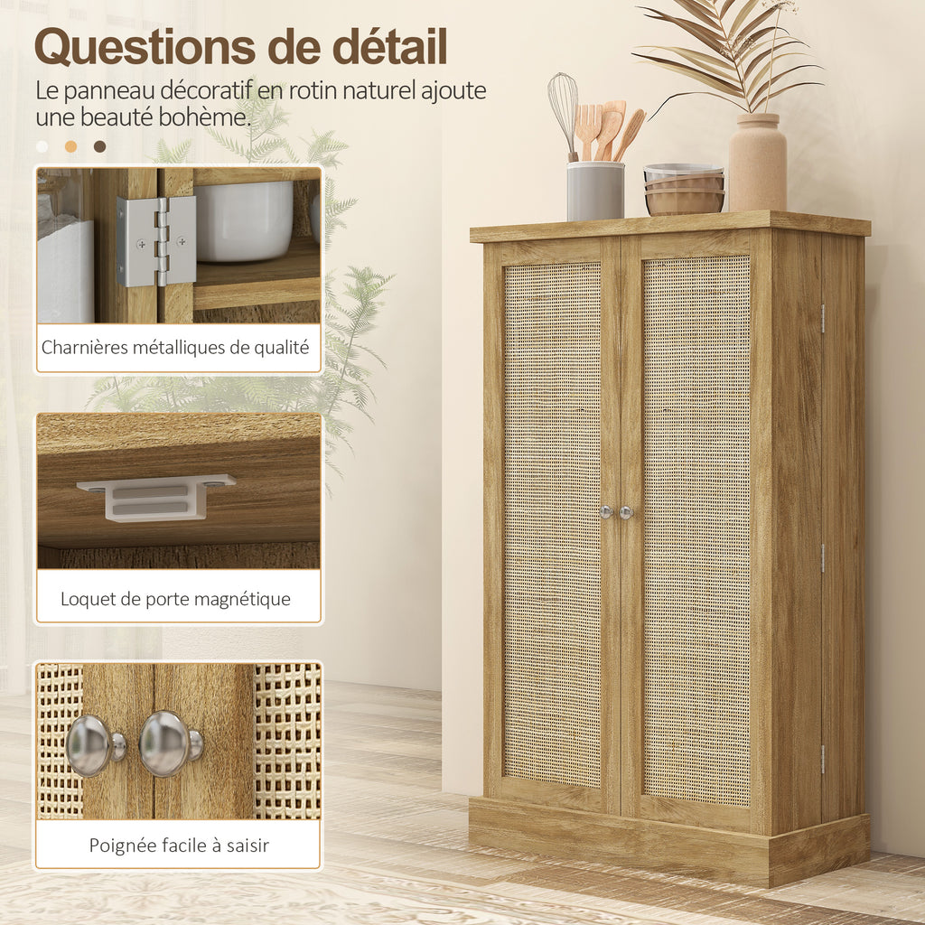 Buffet cuisine meuble cuisine rangement avec 12 étagères à portes étagères réglables 60 x 30 x 104 cm effet bois naturel-8